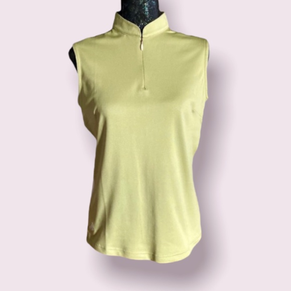 Adidas Clima Cool Green Sleeveless Shirt with White Stripe Down Side